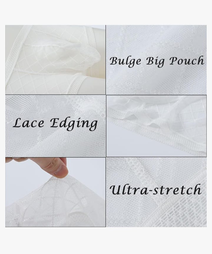 Men's Mesh See Through Boxer Briefs, Sheer Lace Underwear